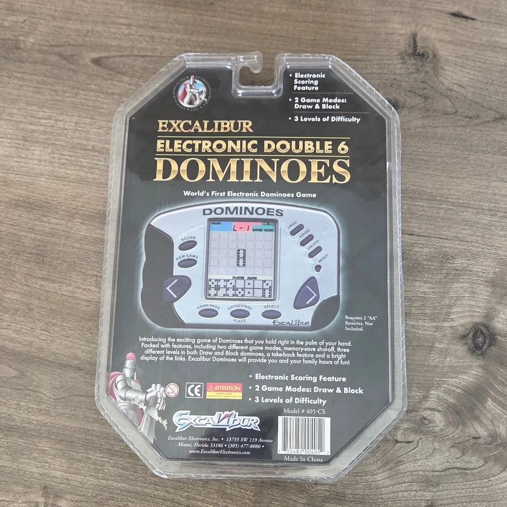 Excalibur Electronic Double 6 Dominoes Silver Handheld Game Unisex One Size
